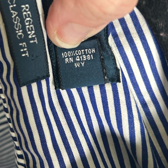 Polo Ralph Lauren Navy‎ Striped Regent Classic Fit Men's Shirt Size 36/37 Tall - Picture 6 of 9